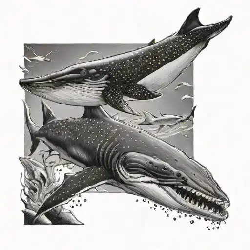 Humpback Whale And Whale Shark