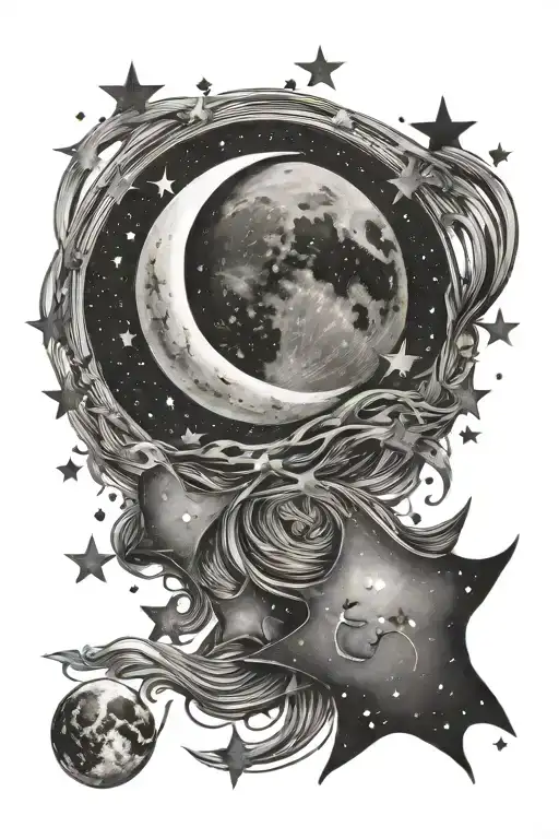 Moon Surrounded By Stars