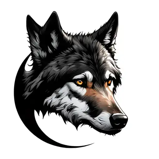 Wolf With Dry Tree And Moon