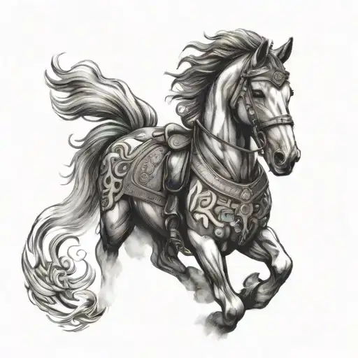 A Majestic Horse In Traditional Russian Military Uniform