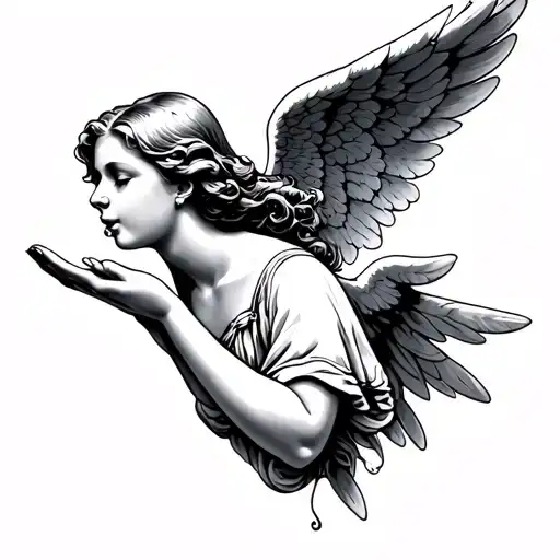 Angel Blowing A Kiss With Her Palm Open