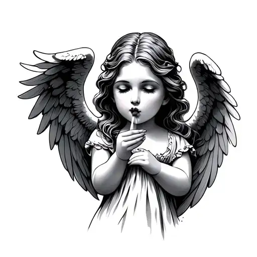 Angel Blowing A Kiss With Her Palm Open