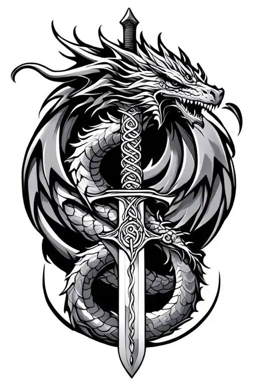 Celtic Dragon And Sword