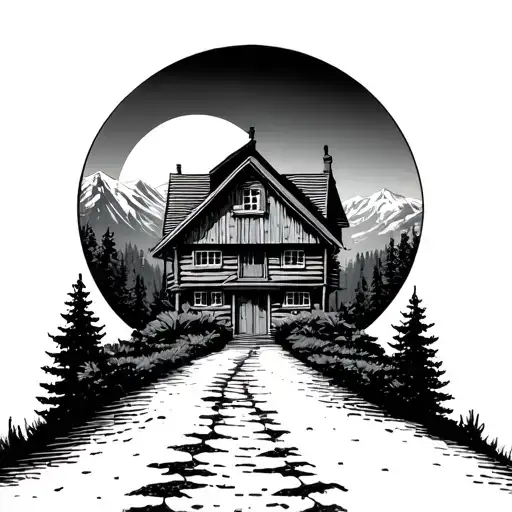 Path With A Perious Journey On The Sun And Wooden House Path And Then Swiss