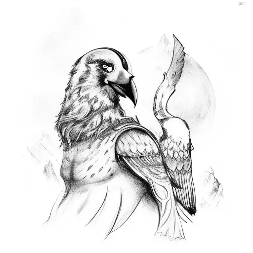 Norse Mythology Scene With Odin And His Ravens