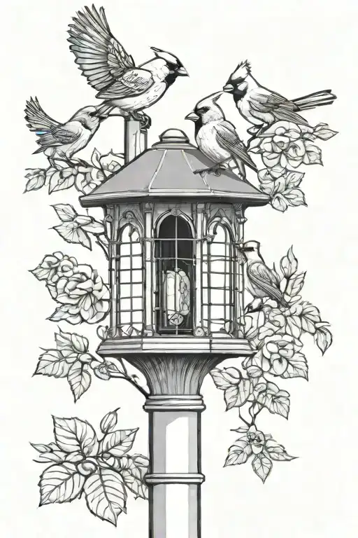 Cardinals Jays Crows And Doves Sitting On A 3 Light Lamppost With An Anti Squirrel Bird Feeder