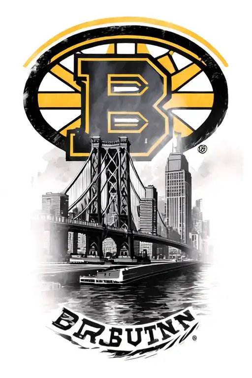 Boston Bruins Boston Bridge Skyline