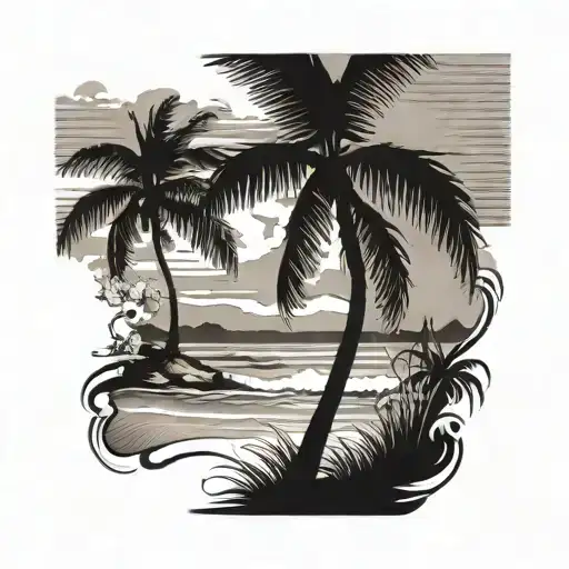 Beach Scene With Palm
