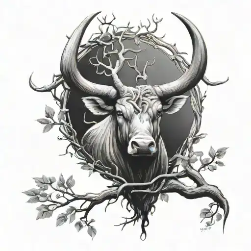 Ox From Horns Tree Branches