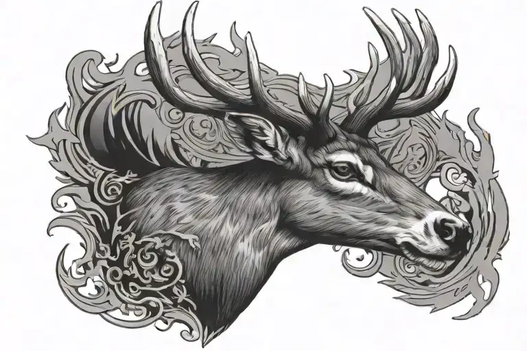 Deer Head With Antlers 8 Points