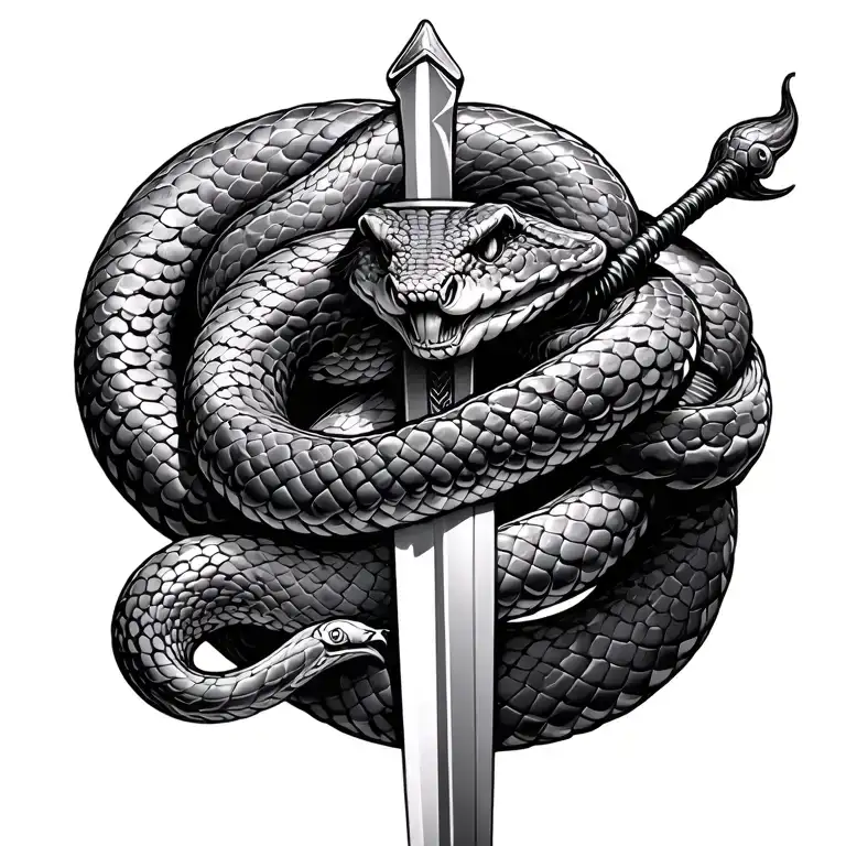 Snake Wrapped Around A Sword