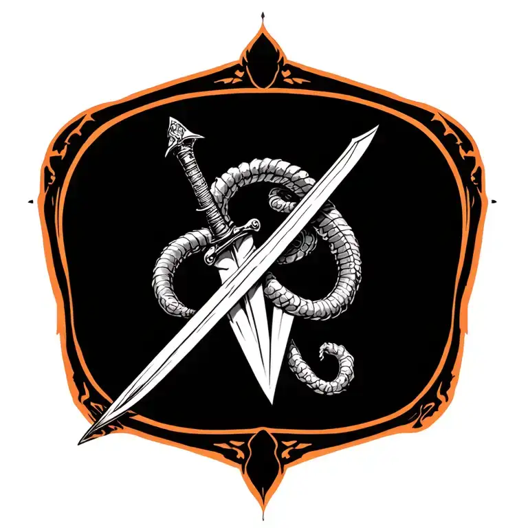 Snak Around A Sword Intertwined