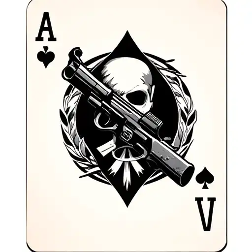 Modern Sniper Tatto With Ace Card