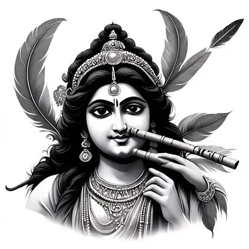Simple And Small Krishna Flute And Feather