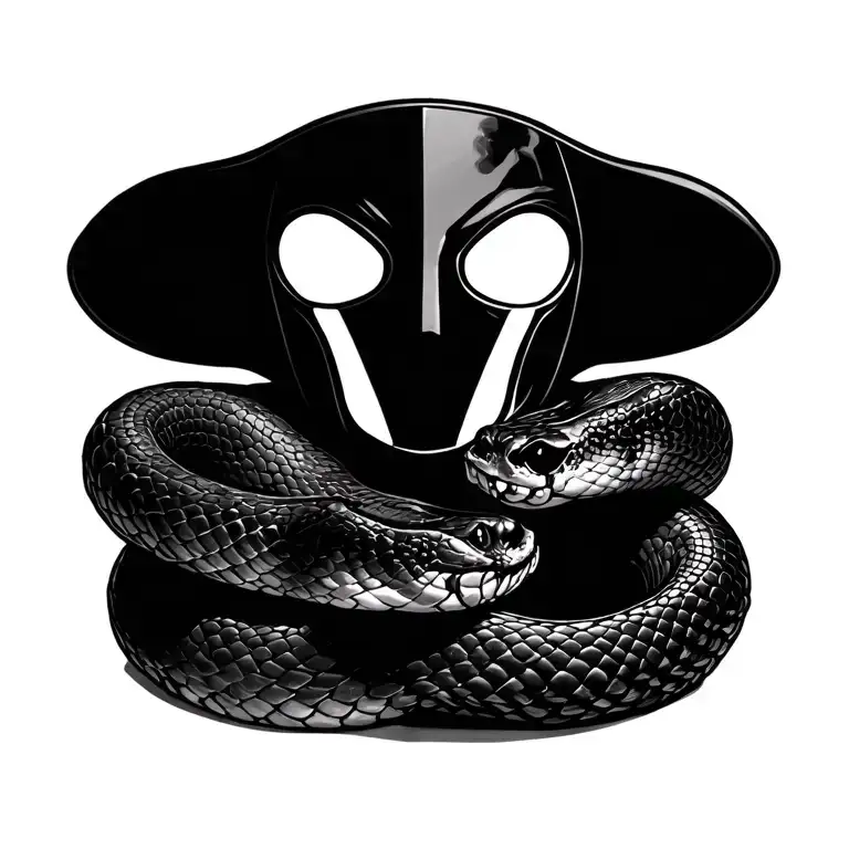 Snake With A Mask Surrounded