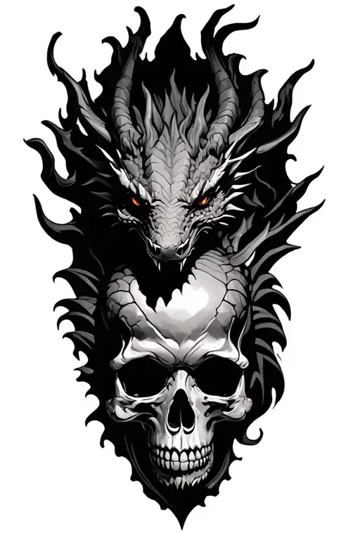 Dragon And Skull Surrounded