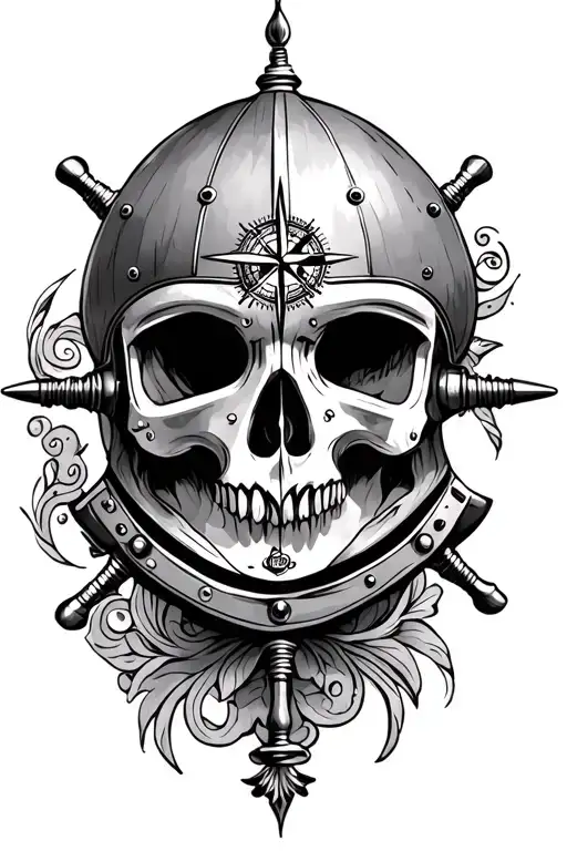 Helm With A Compass And Henna