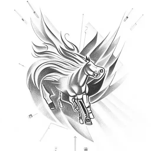 Design A Tattoo Featuring The Mustang Mach E Surrounded By Technological Circuitry