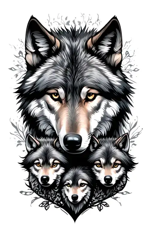 Wolf For A Folmey Of Two Boys And Two Girles And Mom And Dad
