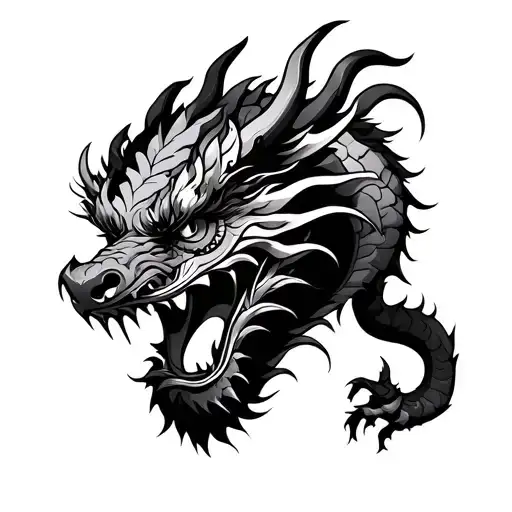 Dragon Wrapped Round With Oni Mask