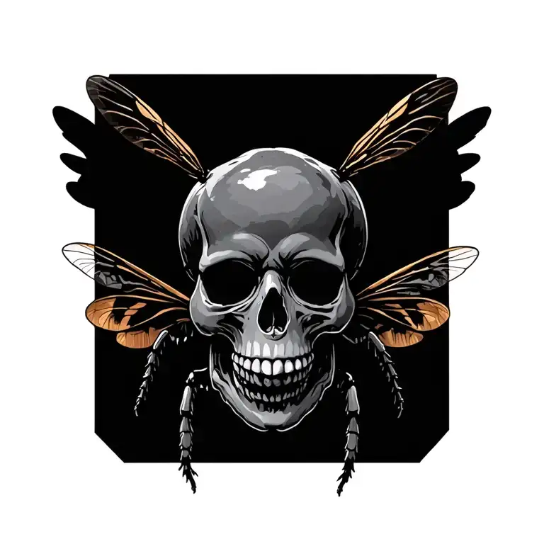 Skull And Bee Hovering