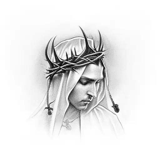 Crown Of Thorns With Rosary Wrapped Around It