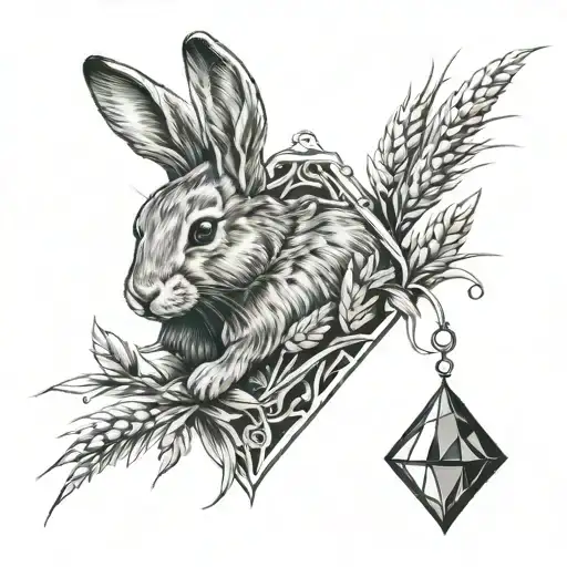 Tattoo Models Diamond And Wheat Ear Rabbit Climbing