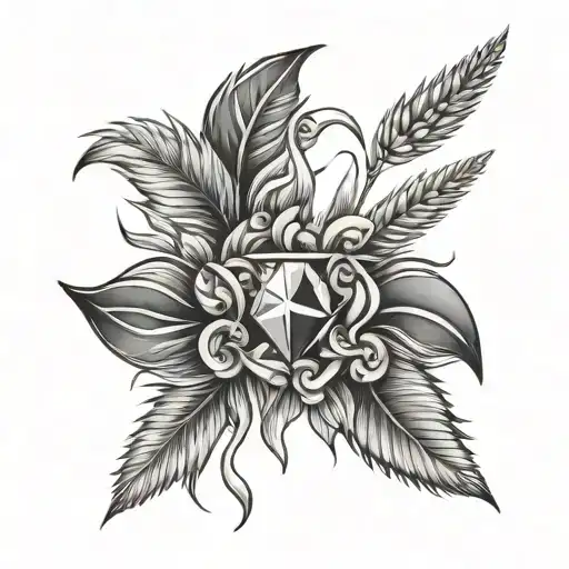 Tattoo Models Diamond And Wheat Ear Half Wreath