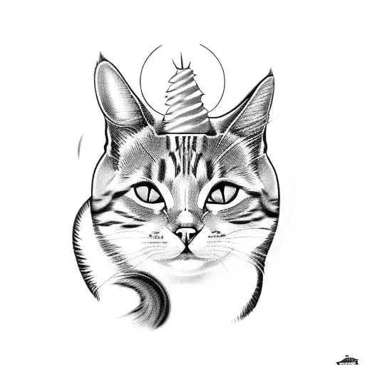 A Traditional Tattoo-style Cat Surrounded By Tattoo Flash Of Rockabilly And Psychobilly Imagery
