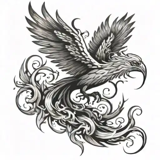 Phoenix Bird Rising From Ashes Symbolizing Rebirth
