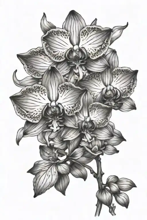 Orchid And Plum Blosson Flowers