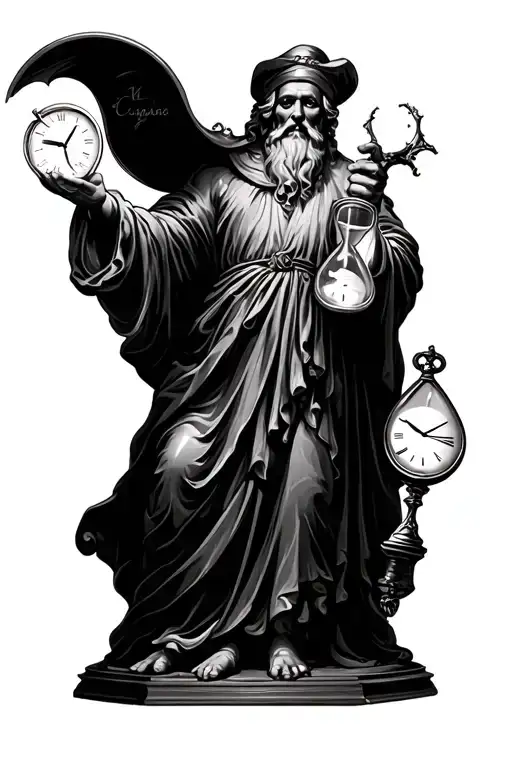 Father Time Holding An Hour Glass