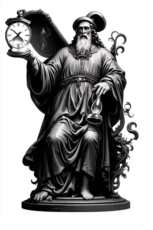 Father Time Holding An Hour Glass