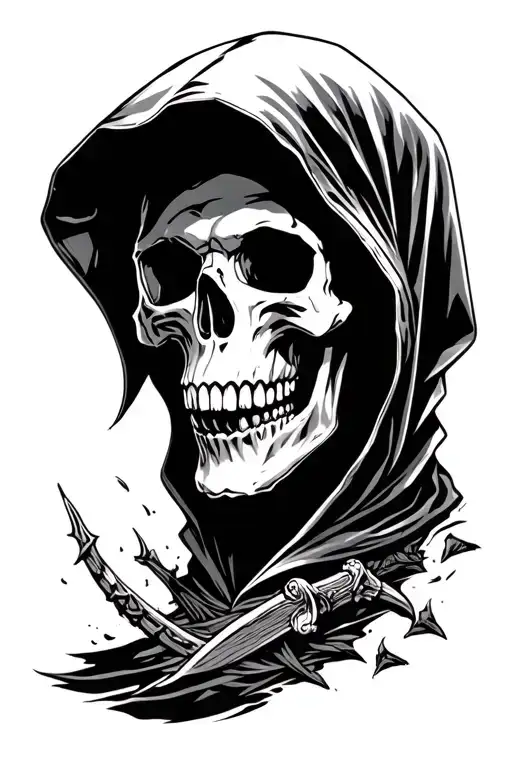 A Hooded Medival Skull That Symbolise Collapse Of Corporation