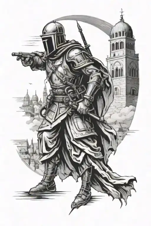 Holy Crusade Soldier In Jerusalem Skyline