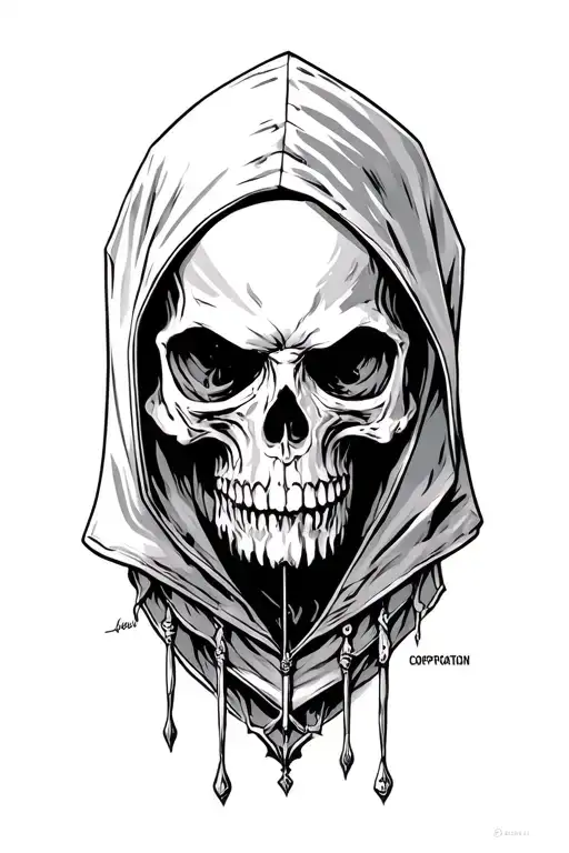 A Hooded Grim Medival Skull That Symbolise Collapse Of Corporation