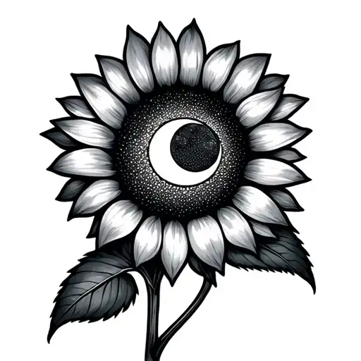 Sunflower With Sun And Moon