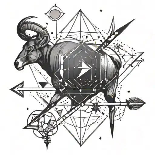 Geometric Aries Constellation Arrows Pointing Towards