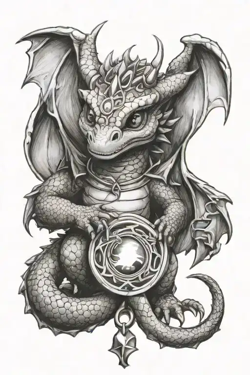 Books Underneth Baby Dragon With Ring Of Power