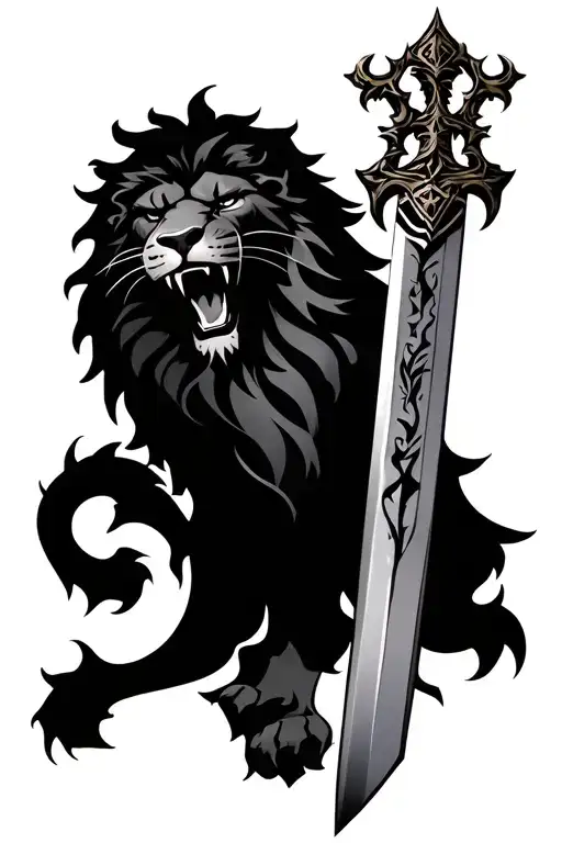 A Sword With Lion Roaring