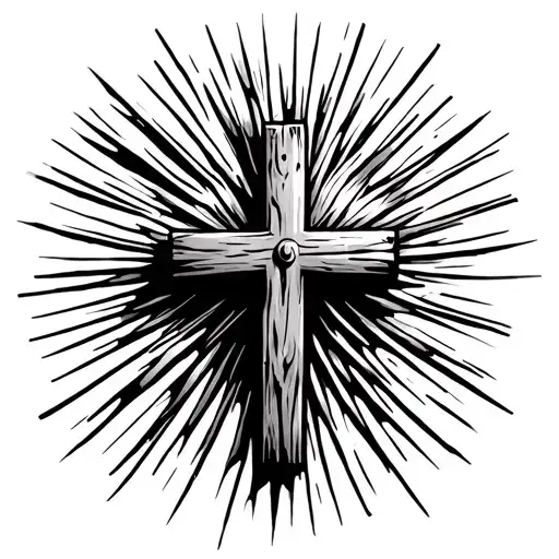 Wooden Cross With Sun Rays Breaking