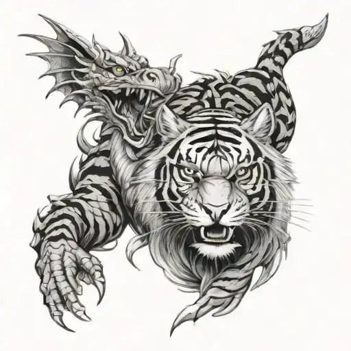 Dragon And Tiger With Birthdates Incorporated Within