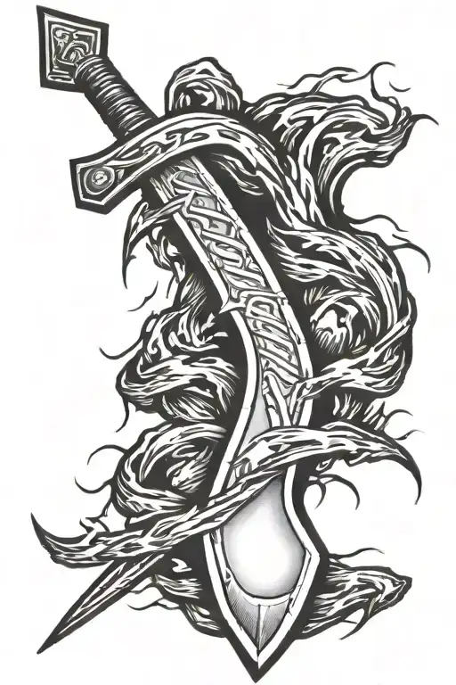 Sword Wrapped In Lightning Bolt