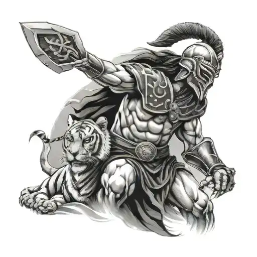 Gladiator With Jesus And Tiger Head