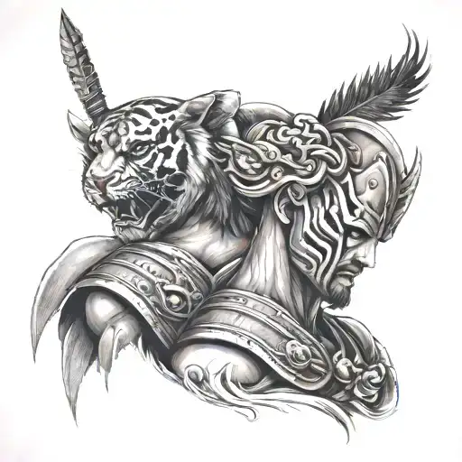 Gladiator With Jesus And Tiger Head