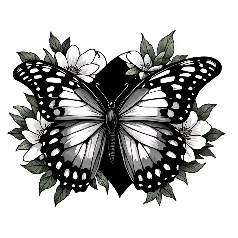 Butterfly And Flowers Surrounding