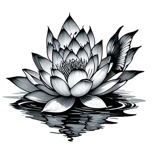 Fish Swiming Lotus Flower