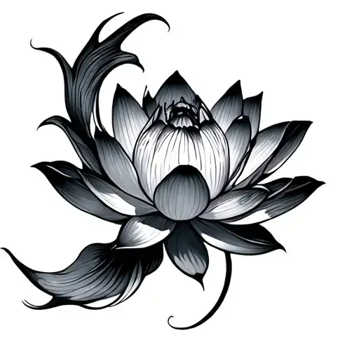 Simple Fish Swiming Lotus Flower