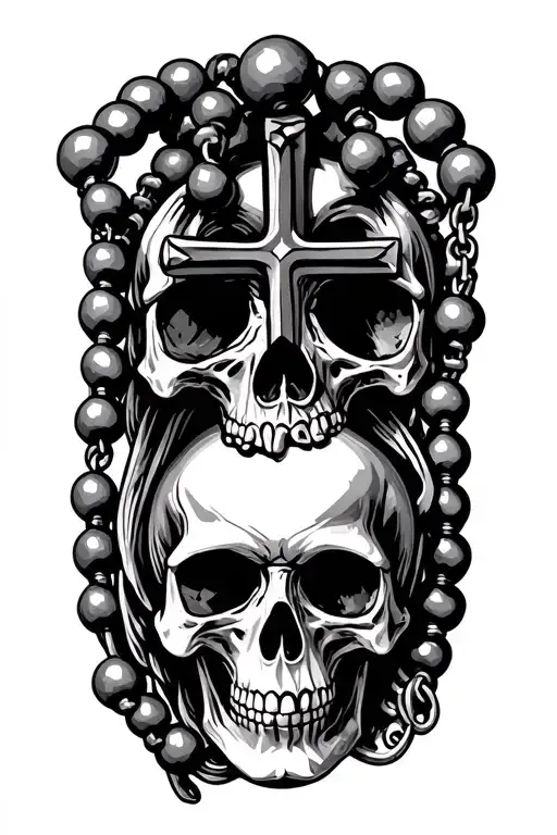 Skull Bead Rosary With Cross Surrounded