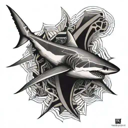 Shark With Geometrical Lines Going